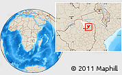 Shaded Relief Location Map of Shamva, highlighted parent region