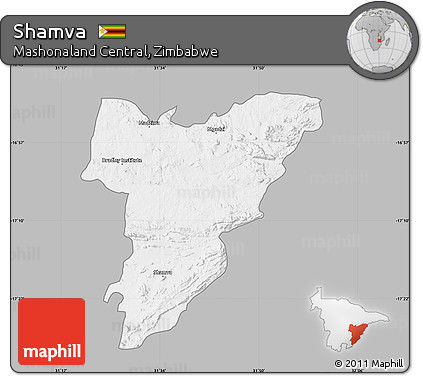 Gray Map of Shamva, single color outside