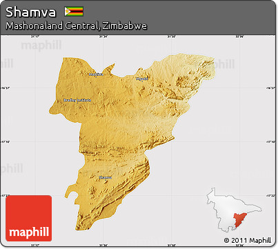 Physical Map of Shamva, cropped outside