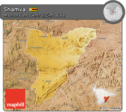 Physical Map of Shamva, satellite outside