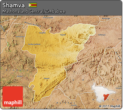 Physical Map of Shamva, satellite outside