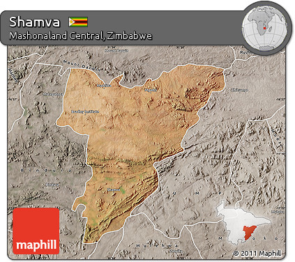 Satellite Map of Shamva, semi-desaturated