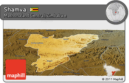 Physical Panoramic Map of Shamva, darken