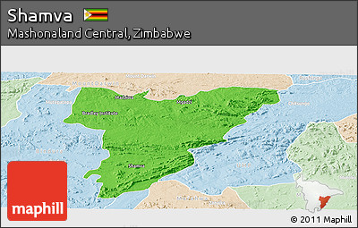 Political Panoramic Map of Shamva, lighten