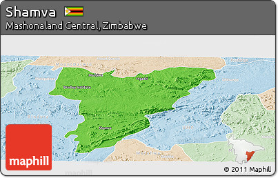 Political Panoramic Map of Shamva, lighten