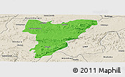 Political Panoramic Map of Shamva, shaded relief outside