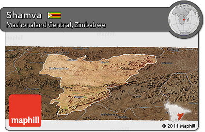 Satellite Panoramic Map of Shamva, darken