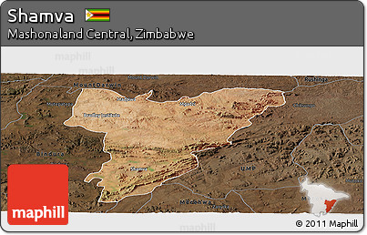 Satellite Panoramic Map of Shamva, darken