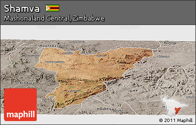 Satellite Panoramic Map of Shamva, semi-desaturated