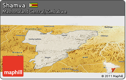 Shaded Relief Panoramic Map of Shamva, physical outside