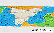 Shaded Relief Panoramic Map of Shamva, political outside