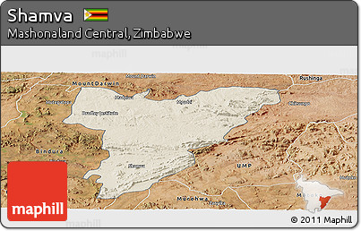 Shaded Relief Panoramic Map of Shamva, satellite outside