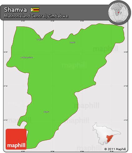 Political Simple Map of Shamva, cropped outside