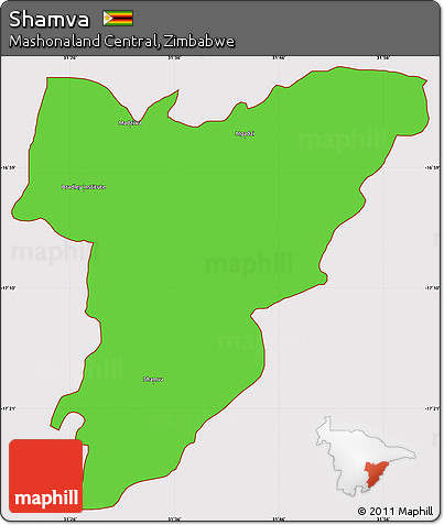 Political Simple Map of Shamva, cropped outside