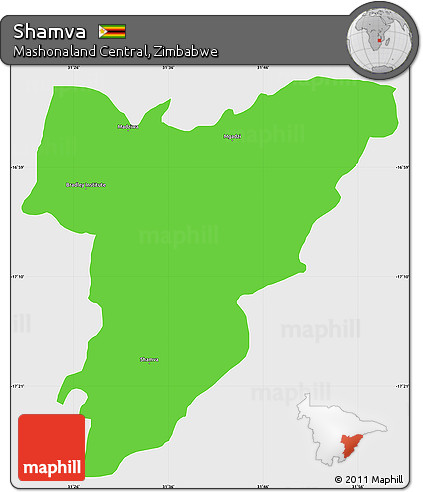 Political Simple Map of Shamva, single color outside
