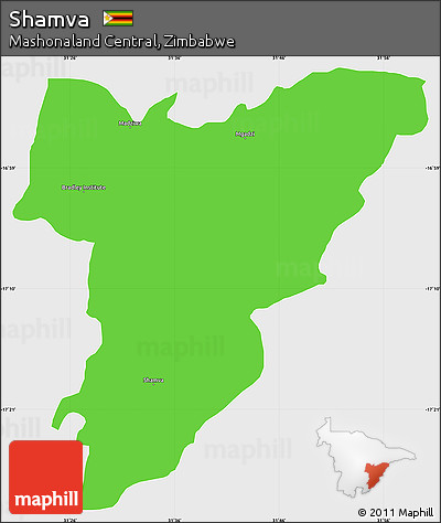Political Simple Map of Shamva, single color outside
