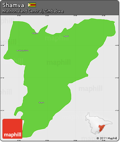 Political Simple Map of Shamva, single color outside