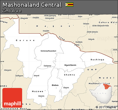 Classic Style Simple Map of Mashonaland Central