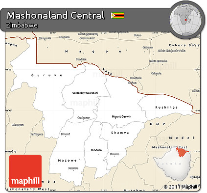 Classic Style Simple Map of Mashonaland Central