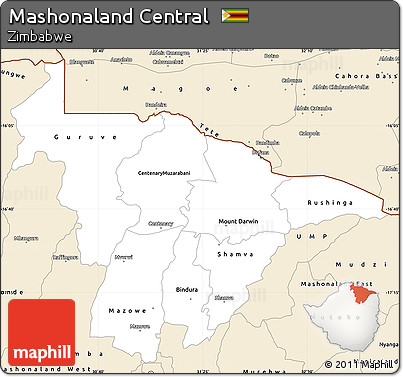 Classic Style Simple Map of Mashonaland Central