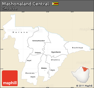 Classic Style Simple Map of Mashonaland Central, single color outside