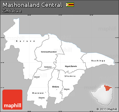 Gray Simple Map of Mashonaland Central, single color outside