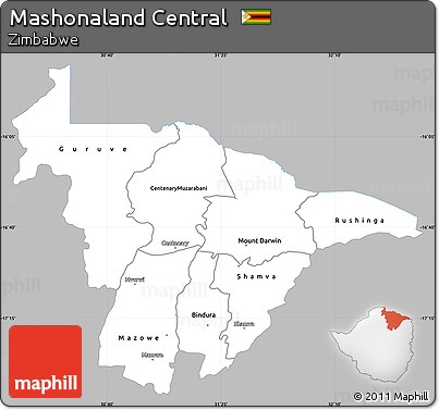 Gray Simple Map of Mashonaland Central, single color outside