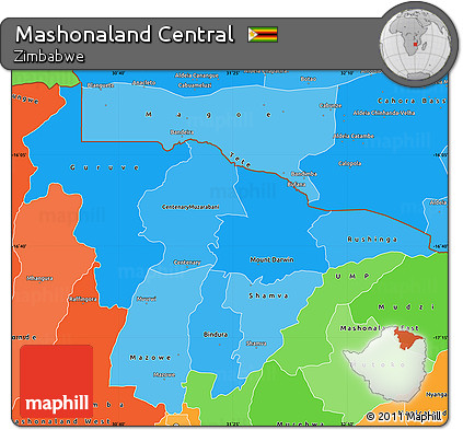 Political Shades Simple Map of Mashonaland Central