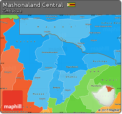 Political Shades Simple Map of Mashonaland Central