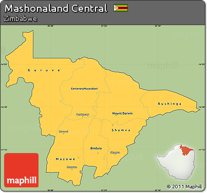 Savanna Style Simple Map of Mashonaland Central, cropped outside