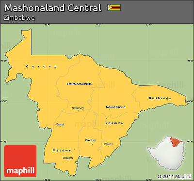 Savanna Style Simple Map of Mashonaland Central, cropped outside