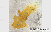 Physical 3D Map of Mashonaland East, lighten, semi-desaturated