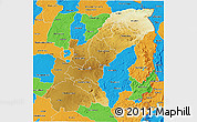 Physical 3D Map of Mashonaland East, political outside