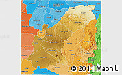 Physical 3D Map of Mashonaland East, political shades outside