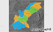Political 3D Map of Mashonaland East, darken, desaturated