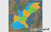 Political 3D Map of Mashonaland East, darken, semi-desaturated