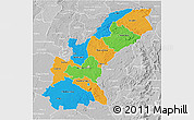 Political 3D Map of Mashonaland East, lighten, desaturated