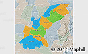 Political 3D Map of Mashonaland East, lighten, semi-desaturated