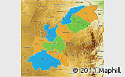 Political 3D Map of Mashonaland East, physical outside