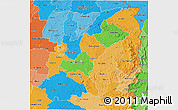 Political 3D Map of Mashonaland East, political shades outside