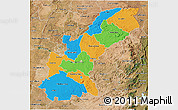 Political 3D Map of Mashonaland East, satellite outside