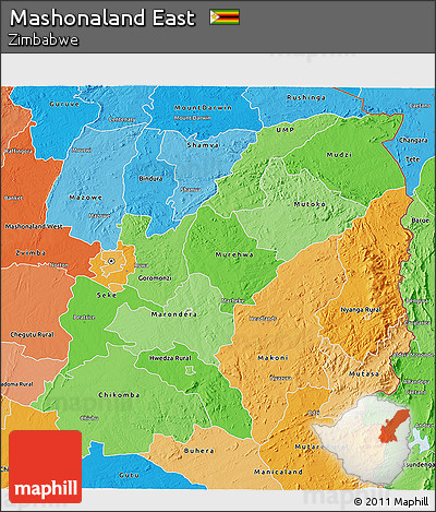 Political Shades 3D Map of Mashonaland East