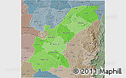 Political Shades 3D Map of Mashonaland East, semi-desaturated