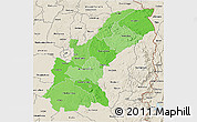 Political Shades 3D Map of Mashonaland East, shaded relief outside