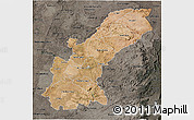 Satellite 3D Map of Mashonaland East, darken, semi-desaturated