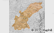 Satellite 3D Map of Mashonaland East, lighten, desaturated
