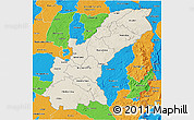 Shaded Relief 3D Map of Mashonaland East, political outside