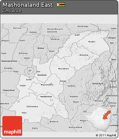 Silver Style 3D Map of Mashonaland East