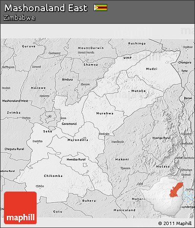 Silver Style 3D Map of Mashonaland East