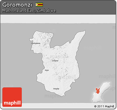 Gray 3D Map of Goromonzi, single color outside